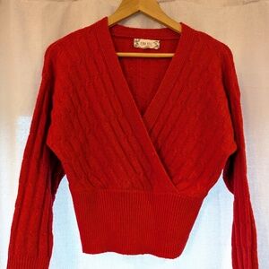 Pink Rose V-Neck Cross Wrap Sweater